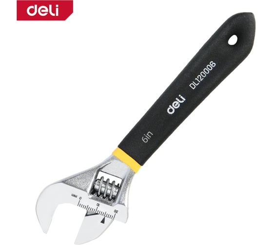 Разводной ключ DELI 150 мм DL120006 (диапазон захвата 0-22 мм, обливная ручка) 178966