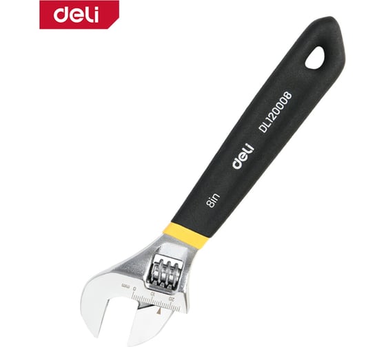 Разводной ключ DELI 200 мм DL120008 (диапазон захвата 0-28 мм, обливная ручка) 178967