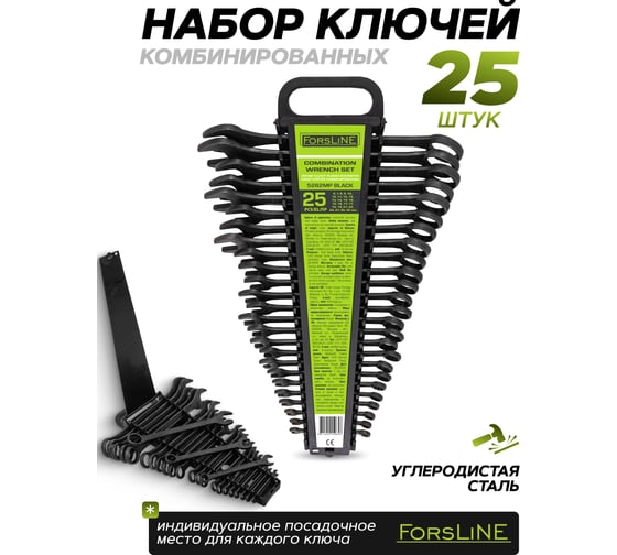 Набор ключей комбинированных ForsLine 25 предметов FL-5262MP BLACK(64750)