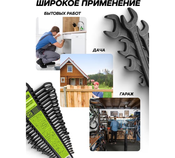 Набор ключей комбинированных ForsLine 25 предметов FL-5262MP BLACK(64750)