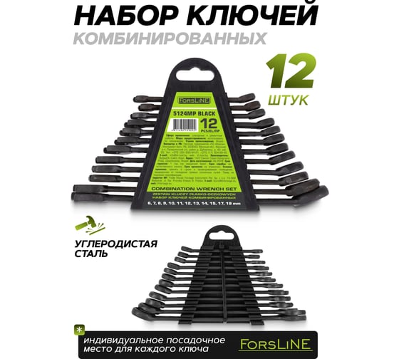 Набор ключей комбинированных ForsLine 12 предметов FL-5124MP BLACK(64736)