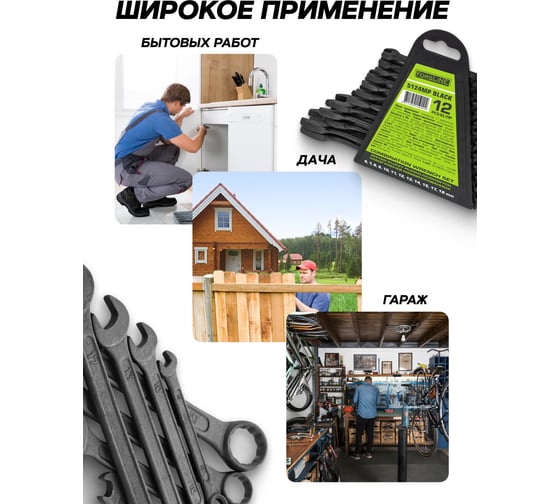 Набор ключей комбинированных ForsLine 12 предметов FL-5124MP BLACK(64736)