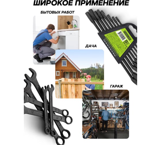 Набор ключей комбинированных ForsLine 8 предметов FL-5086 BLACK(64734)