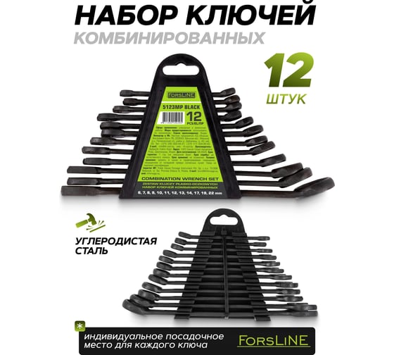 Набор ключей комбинированных ForsLine 12 предметов FL-5123MP BLACK(64738)