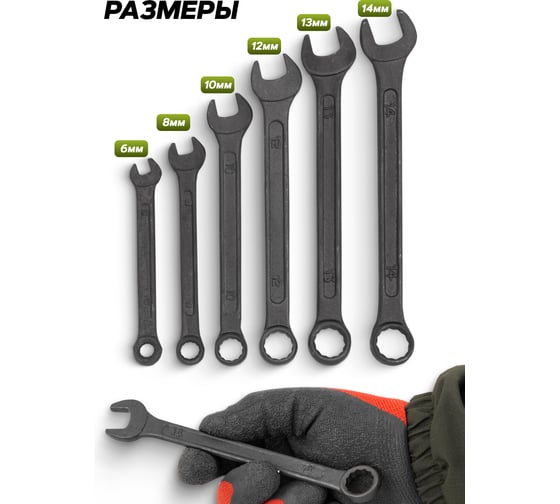 Набор ключей комбинированных ForsLine 6 предметов FL-5068 BLACK(64732)