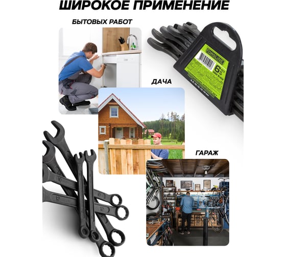 Набор ключей комбинированных ForsLine 6 предметов FL-5068 BLACK(64732)