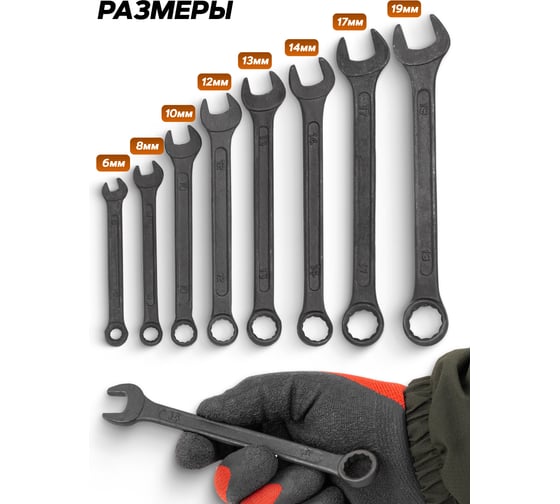 Набор ключей комбинированных ISMA 8 предметов -5086 BLACK(64735) ISMA-5086 BLACK(64735)