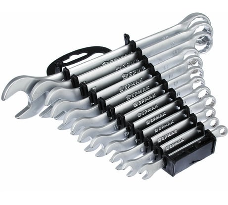 Набор рожково-накидных ключей ЕРМАК 12 предметов, 6-22мм, матовые CRV, пластик холдер 736-050