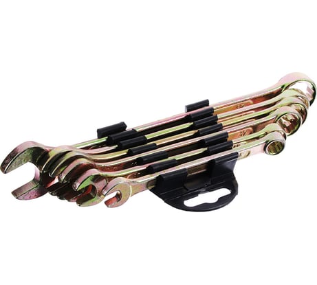 Набор рожково-накидных ключей ЕРМАК 6 предметов, 8-17мм, желтый цинк 736-078