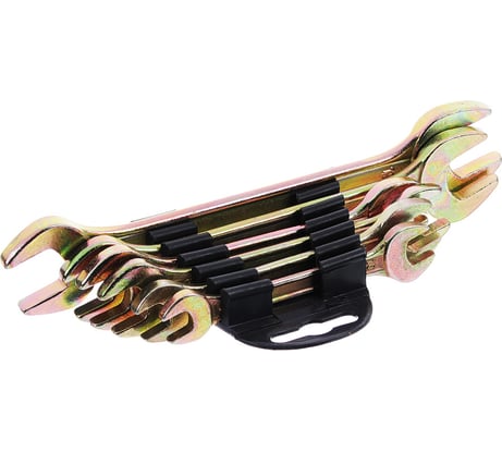 Набор рожковых ключей ЕРМАК 6 предметов, 8x10-17x19мм, желтый цинк, пластик холдер 736-070