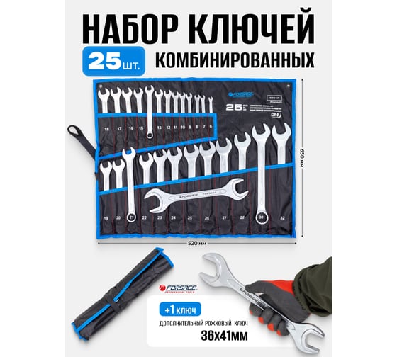 Ключи комбинированные Forsage (6-28мм) F-5261P+1 PREMIUM(64538)