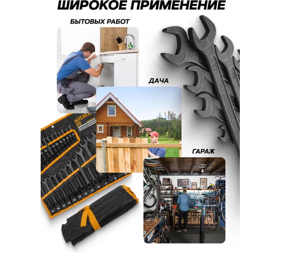 Набор ключей комбинированных ISMA 25 предметов ISMA-5261PD BLACK(64753)