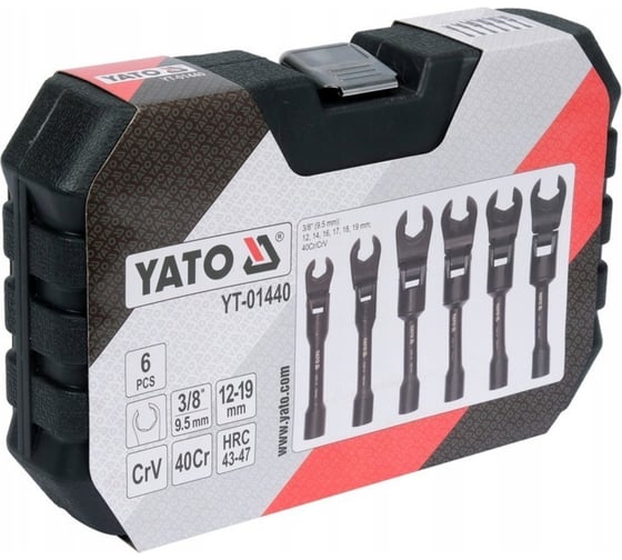 Набор ключей YATO 3/8 карданные для форсунок (12-19 мм) 6 предметов YT-01440