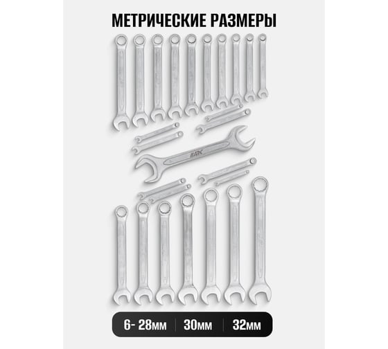 Набор ключей комбинированных JBC 25+1 предмет JBC-5261P+1(65096)