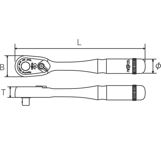 Трещотка KTC NEPROS 90 зубцов NBR390