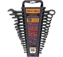 Ключи комбинированные MEGATOOLS набор 16 предметов (6-19, 22, 24мм) MT-5161MP BLACK(64639)