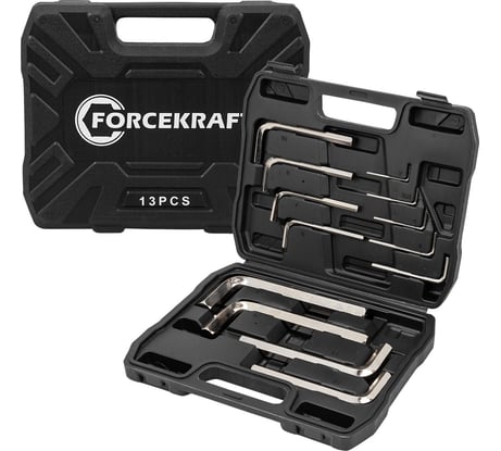 Ключи Forcekraft Г-образные 6-гранные, набор 13 предметов (2, 2.5, 3-8, 10, 12, 14, 17, 19 мм) FK-5137C(64481)