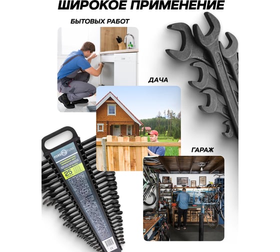 Ключи комбинированные FORS&TUNE набор 25 предметов (6-28, 30, 32 мм) FORSandTUNE-5261MP BLACK(65056)