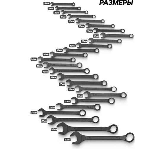 Ключи комбинированные SIGMATOOL набор 25 предметов (6-19, 21, 22, 24, 27, 30, 32мм) BLACK(64654) Sigmatool-5261PD BLACK(64654)