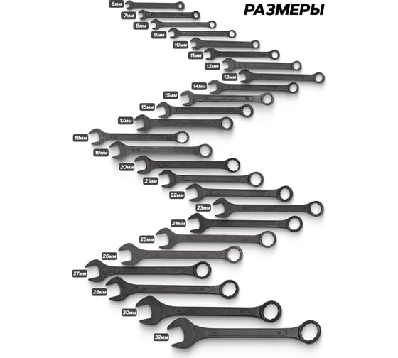 Ключи комбинированные SIGMATOOL набор 25 предметов (6-28, 30, 32 мм) Sigmatool-5261P BLACK(64653)