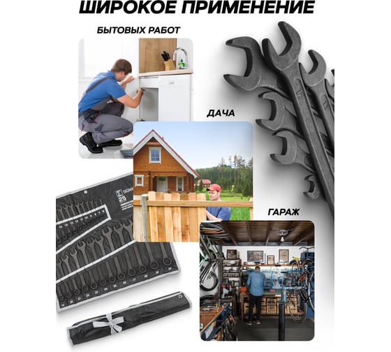 Ключи комбинированные SIGMATOOL набор 25 предметов (6-28, 30, 32 мм) Sigmatool-5261P BLACK(64653)