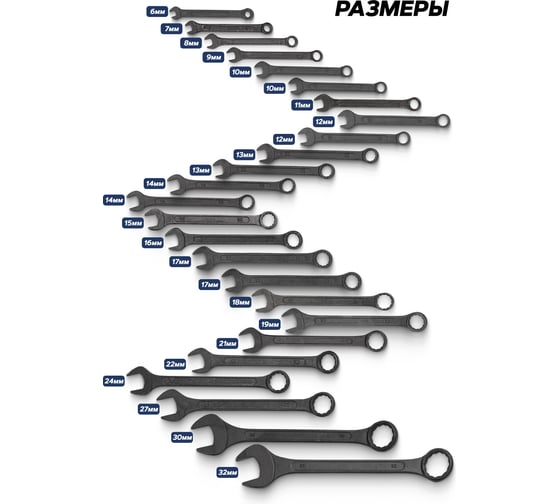 Ключи комбинированные SIGMATOOL набор 25 предметов (6-19, 21, 22, 24, 27, 30, 32 мм) Sigmatool-5262MP BLACK(64655)