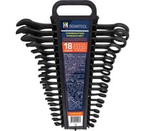 Ключи комбинированные SIGMATOOL набор 18 предметов (8-19, 21, 22, 24, 27, 30, 32 мм) Sigmatool-5181MP BLACK(64651)