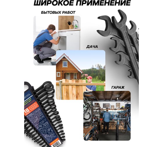 Ключи комбинированные SIGMATOOL набор 18 предметов (8-19, 21, 22, 24, 27, 30, 32 мм) Sigmatool-5181MP BLACK(64651)