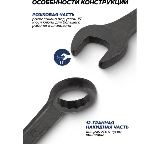 Ключи комбинированные SIGMATOOL набор 16 предметов (6-19, 22, 24 мм) Sigmatool-5161MP BLACK(64650)