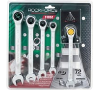 Ключи комбинированные трещоточные Rockforce набор 5 предметов (10, 12-14, 17мм) RF-51052(64818)