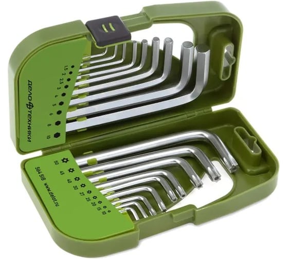 Набор ключей шестигранных и TORX Дело Техники коротких, 18 шт 564508 1