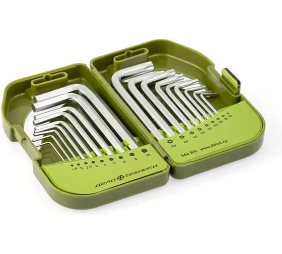 Набор ключей шестигранных и TORX Дело Техники коротких, 18 шт 564508