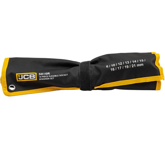 Ключи рожково-шарнирные JCB набор 10 предметов (8, 10, 12-19мм) JCB-5010R(65683)