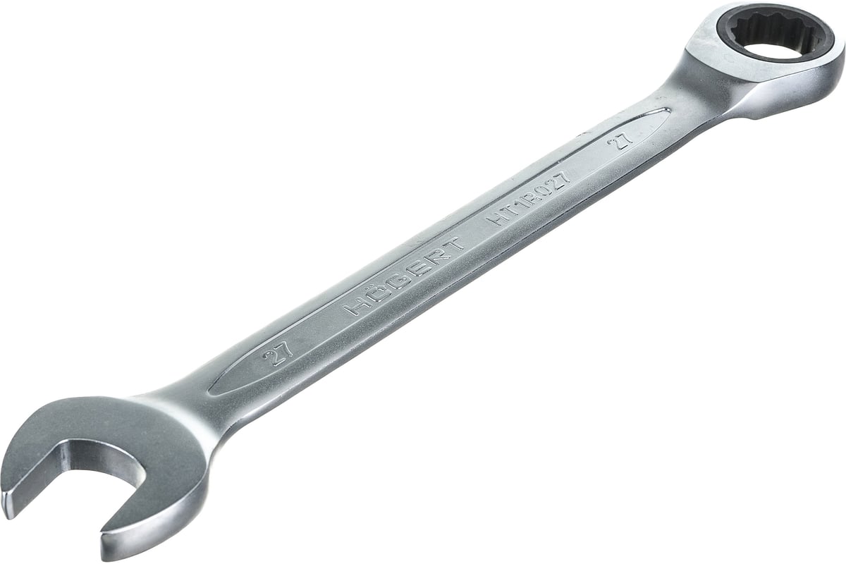 Комбинированный ключ HOEGERT TECHNIK трещоточный 27 мм, 72T, сталь CrV ...