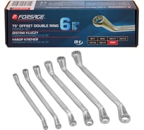 Ключи накидные отогнутые Forsage на 75 градусов, набор 6 предметов, 6х7, 8х9, 10х11, 12х13, 14х15, 16х17мм, F-50610P(65653)