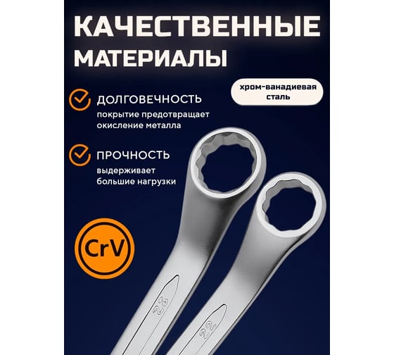 Набор ключей DINGQI 6-24 мм, 12 граней, сталь CrV с антикоррозийным покрытием, 9 штук 13109