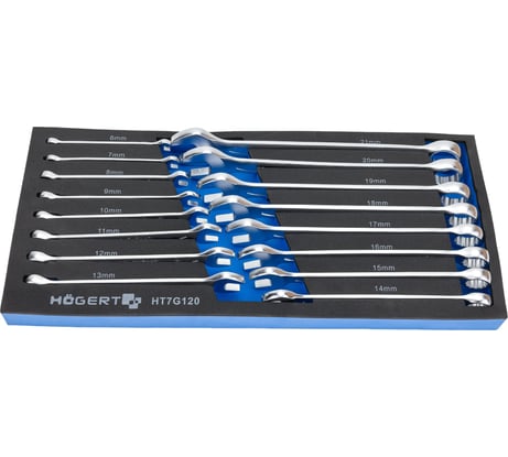 Набор комбинированных ключей HOEGERT TECHNIK 16 шт., ложемент EVA HT7G120