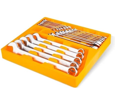Набор ключей комбинированных DINGQI 6-32 мм, 12 граней, сталь CrV с антикоррозийным покрытием, 21 штук, в удобном футляре, набор ключей гаечных 11002
