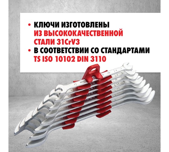 Набор ключей IZELTAS рожковых двусторонних, удлиненых 8 предм. 6-22мм , 130002108