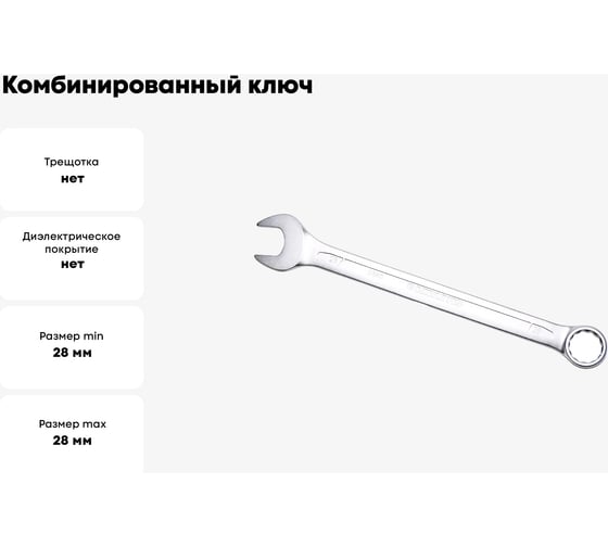 Комбинированный ключ удлинённый IZELTAS 28мм, длина 370 мм, 330020028