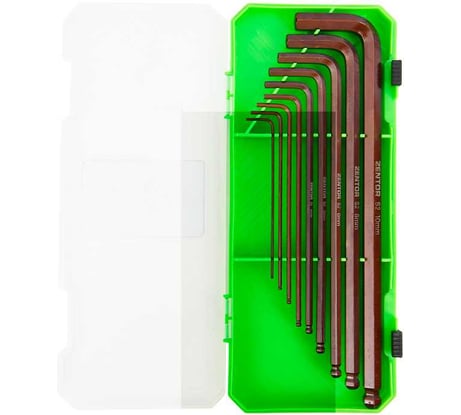 Набор экстра длинных шестигранных ключей с шаровидным концом Zentor 9 шт. ZT17321S