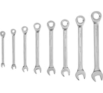 Набор ключей комбинированных трещоточных Denzel 6-19 мм, 8 шт., CrV, матовый хром 14721