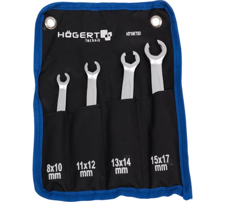 Набор разрезных ключей HOEGERT TECHNIK 8-17 мм, сталь CrV 6140, 4 шт. HT1W730