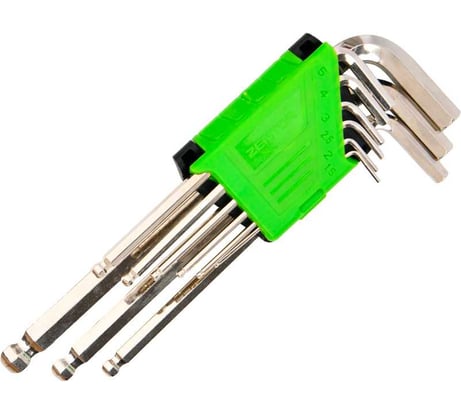 Набор экстра длинных шестигранных ключей с шаровидным концом Zentor 9 шт. ZT17121S