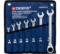 Набор комбинированных трещоточных ключей Thorvik CRRWS7TB с реверсом, в сумке, 8-19 мм, 7 пр. 53467