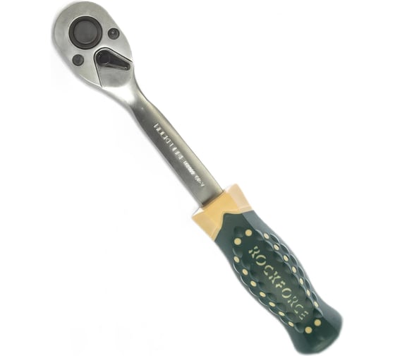 Трещотка Rockforce реверсивная усиленная изогнутая с резиновой ручкой 3/8 (72зуб.) RF-802322(17876) 1