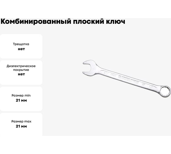 Комбинированный ключ плоский IZELTAS 21мм, длина 250 мм, 320020021