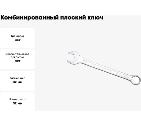 Комбинированный ключ плоский IZELTAS 32мм, длина 370 мм, 320020032