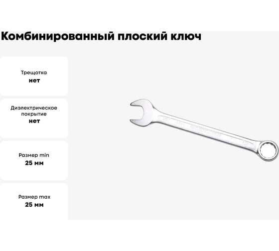 Комбинированный ключ плоский IZELTAS 25мм, длина 290 мм, 320020025