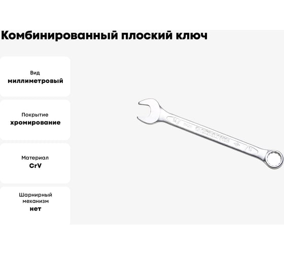 Комбинированный ключ плоский IZELTAS 14мм, длина 180 мм, 320020014